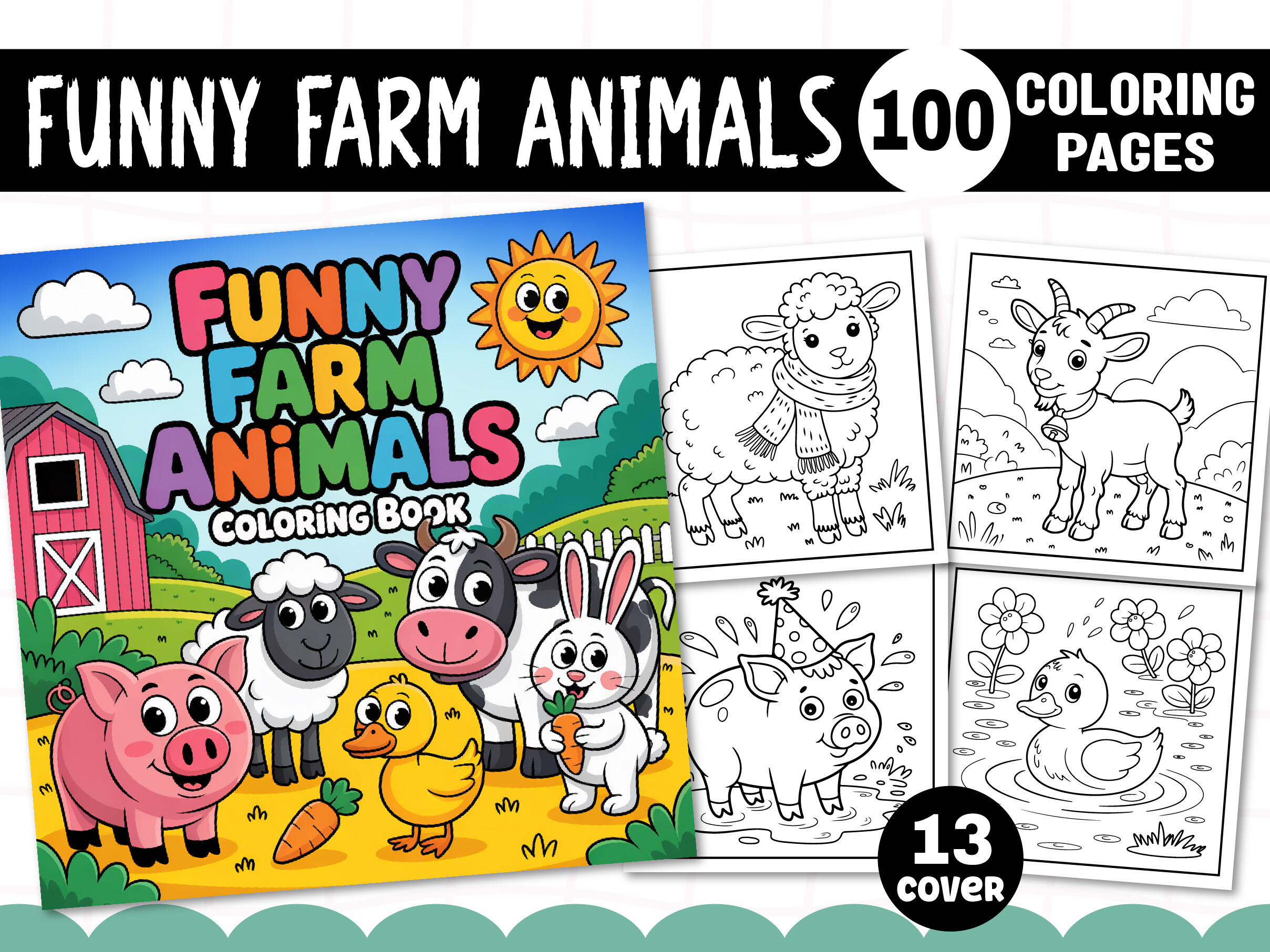 Funny Farm Animals Coloring Pages