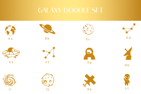 Galaxy Doodle Set Font - Preview 1