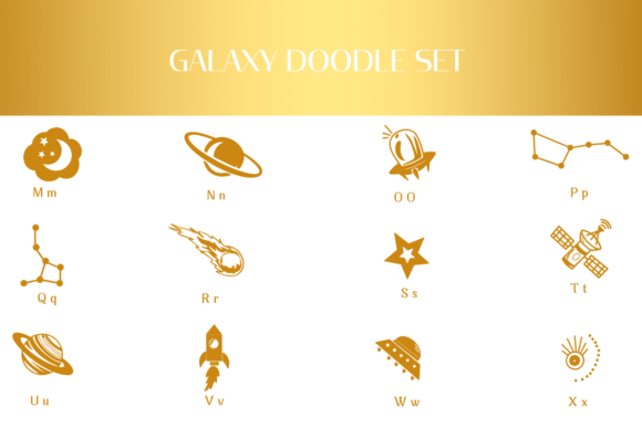 Galaxy Doodle Set Font - Preview 2