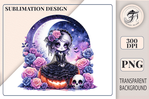 Gothic Cute Girl Clipart PNG | Dark Art Graphic Illustrations By Fantasy Island