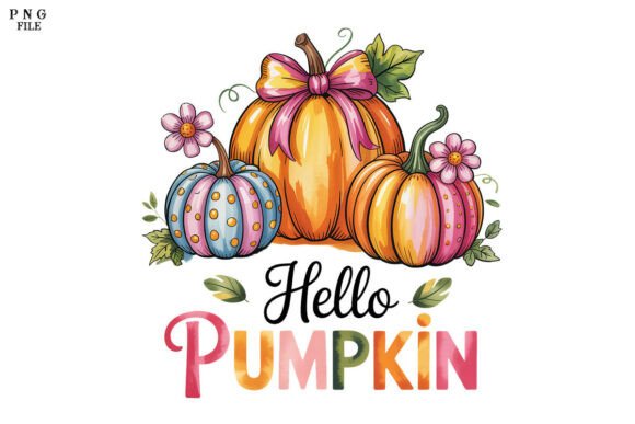 Hello Pumpkin Sublimation PNG Grafica Illustrazioni Stampabili Di Cute Cat