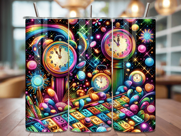 Neon Rainbow Bingo Board Time Tumbler