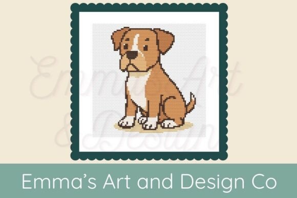 Playful Boxer Dog Cross Stitch Pattern