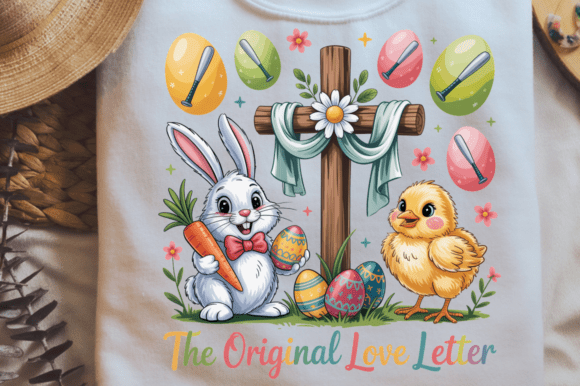 Religious Easter Bunny and Cross PNG