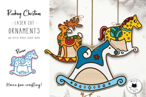 rocking christmas ornaments laser cut svg file for glowforge birch dog holiday kinetic ornament