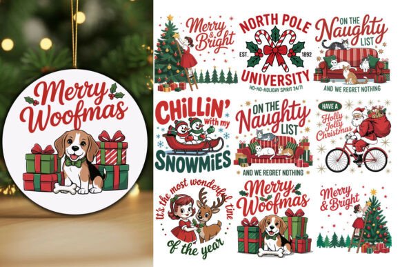 Vintage Christmas SVG Bundle (10 Designs)