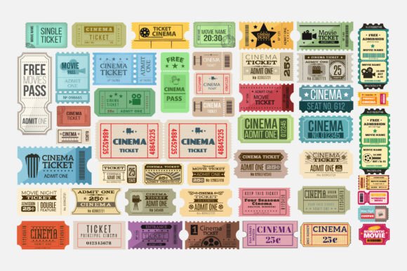 Vintage Tickets, Retro Movie, Cinema