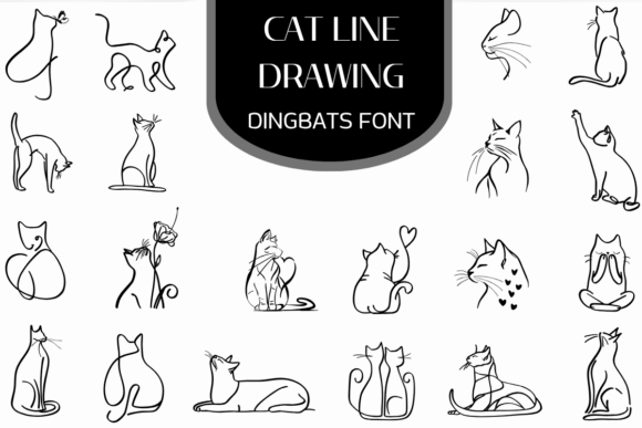 Preview of Cat Line Drawing dingbat font