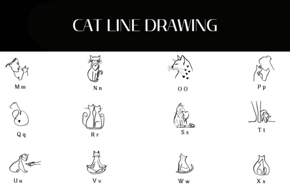 Cat Line Drawing Font - Preview 2