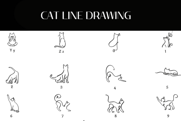 Cat Line Drawing Font - Preview 3