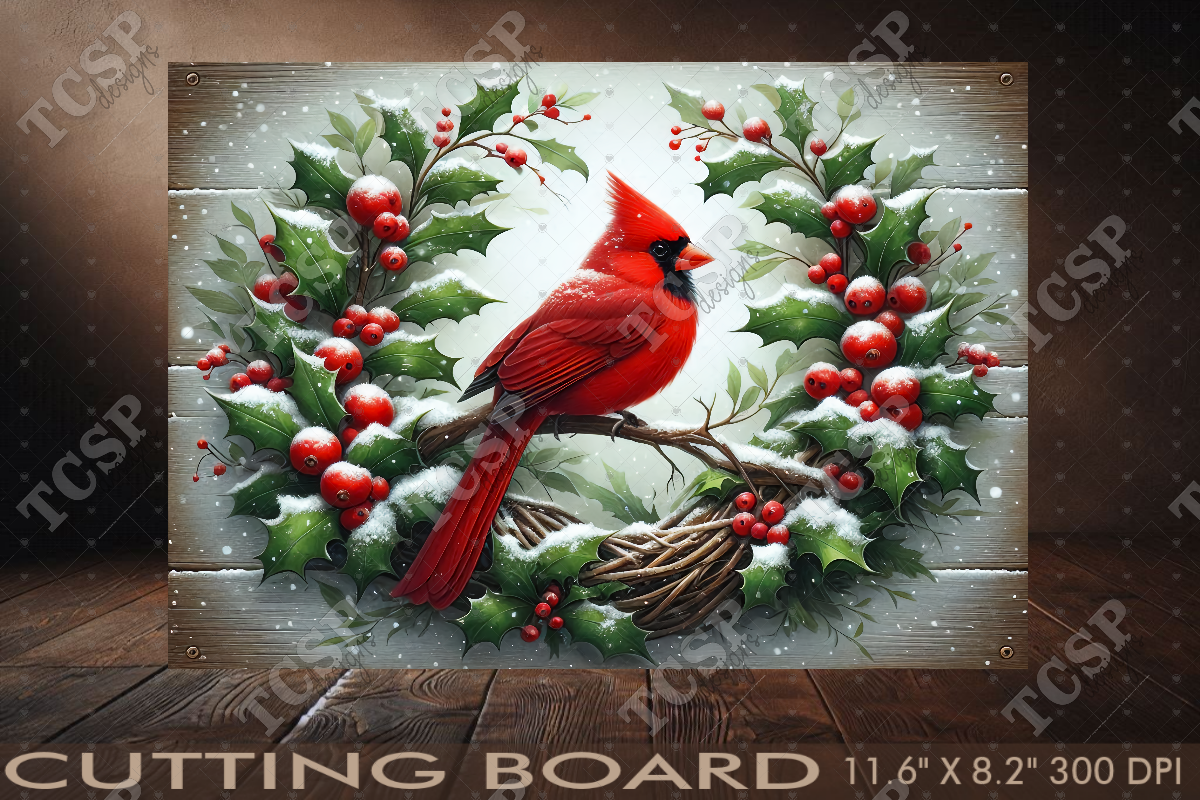 Christmas Cardinal Cutting Board