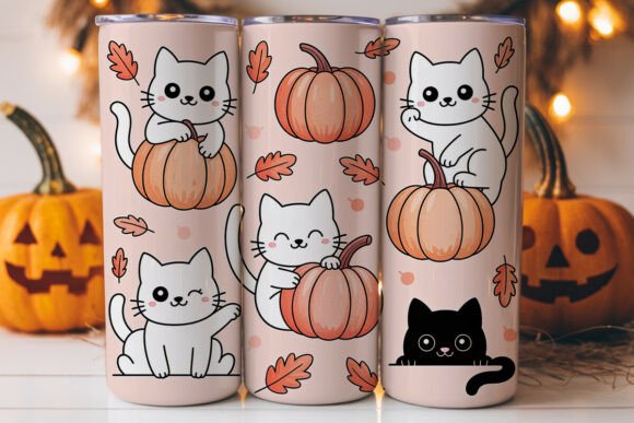 Cute Halloween Cats 20oz Tumbler Wrap Grafik Wraps für Becher Von DeanBrose