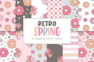 Digital Paper RETRO SPRING Graphic by Sweet Shop Design · Creative Fabrica