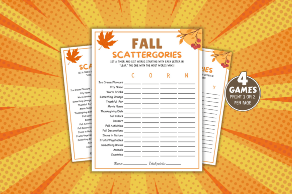 Fall Scattergories Games Bundle