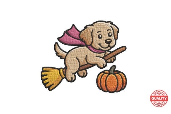 flying dog with pumpkin halloween SVG embroidery design for pet boutique shirts