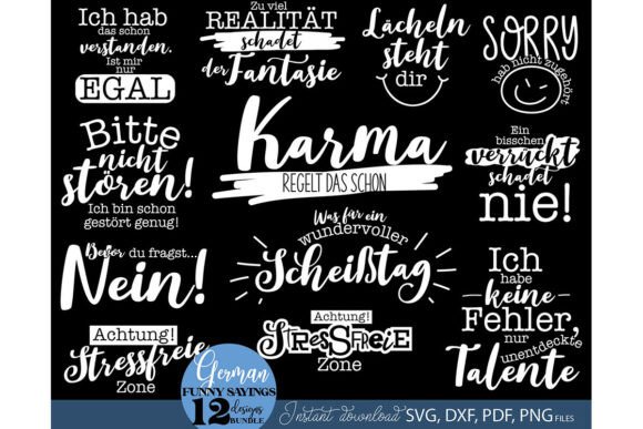 Funny German Sayings SVG PNG Bundle