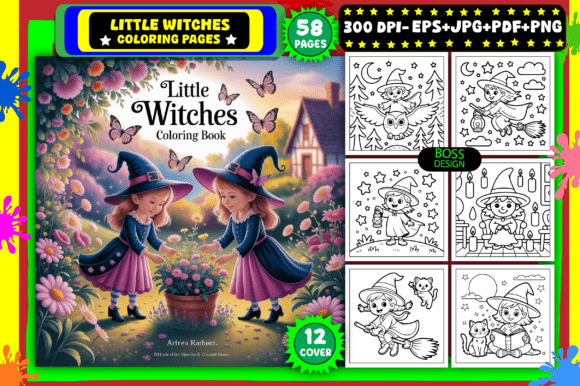 Little Witches Coloring Pages for Kids