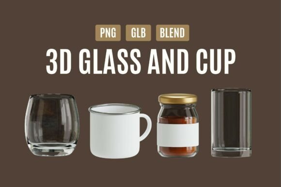 Realistic 3D Drink Cup and Jar Set 04 Afbeelding 3D-objecten Door Letterara Colony