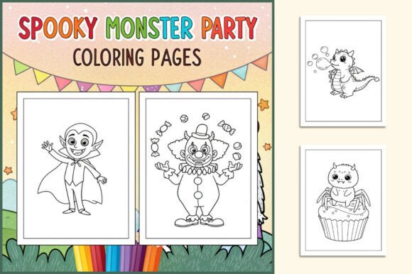 Spooky Monster Party Coloring Pages