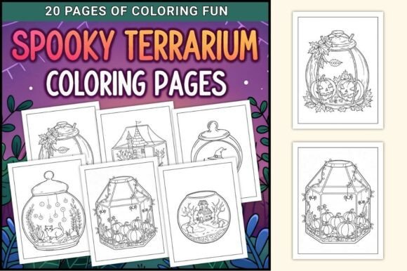 Spooky Terrarium Coloring Pages for Kids
