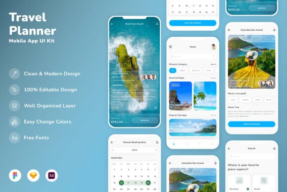 Travel Planner Mobile App UI Kit