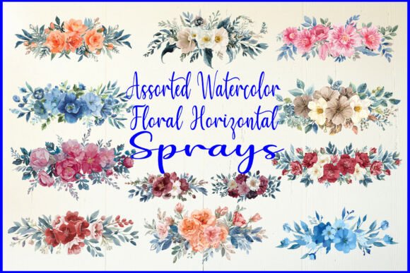 Assorted Watercolor Floral Horizontal