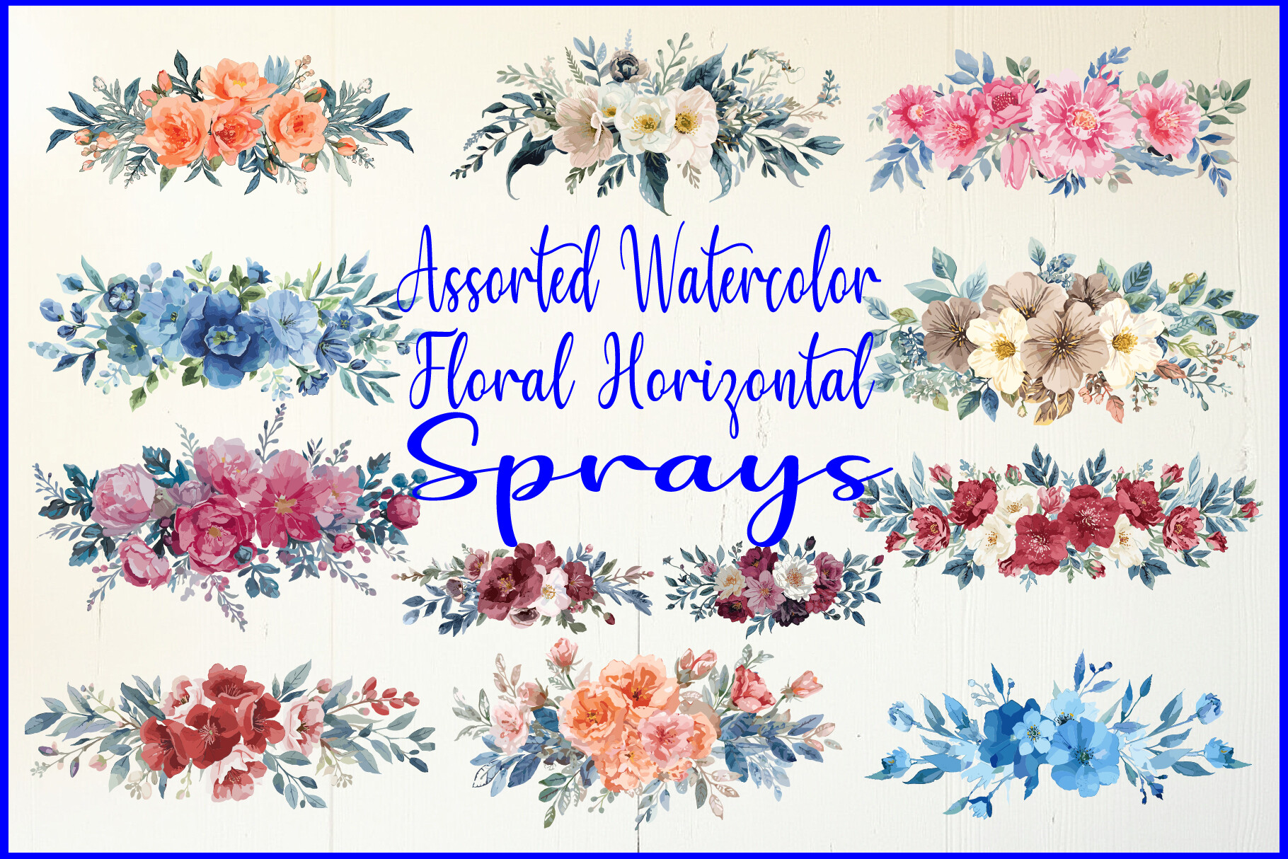Assorted Watercolor Floral Horizontal