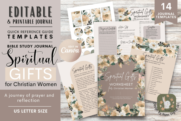 Bible Study Prayer Journal Templates Illustration Modèles d'Impression Par Nann Digital Art
