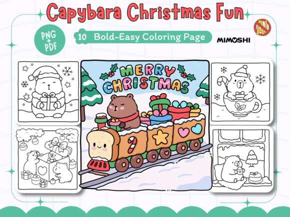 Capybara Christmas Fun Coloring Pages