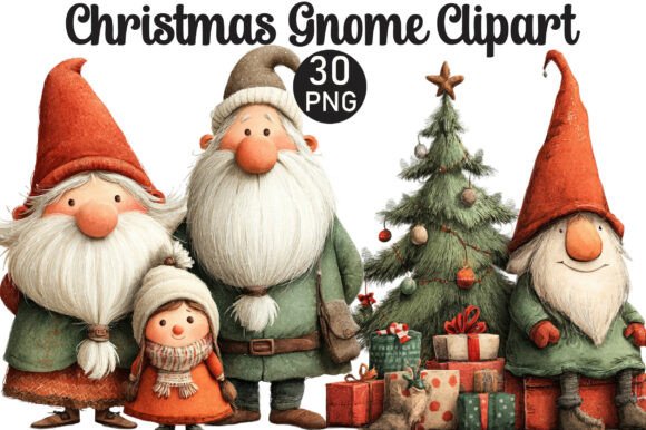 Christmas Gnome Clipart Graphic Illustrations By Black Bird Studio