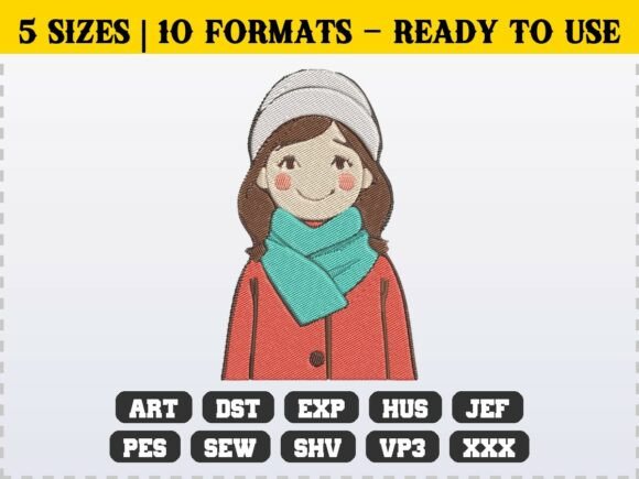 Cute Winter Cozy Season Girl in Scarf