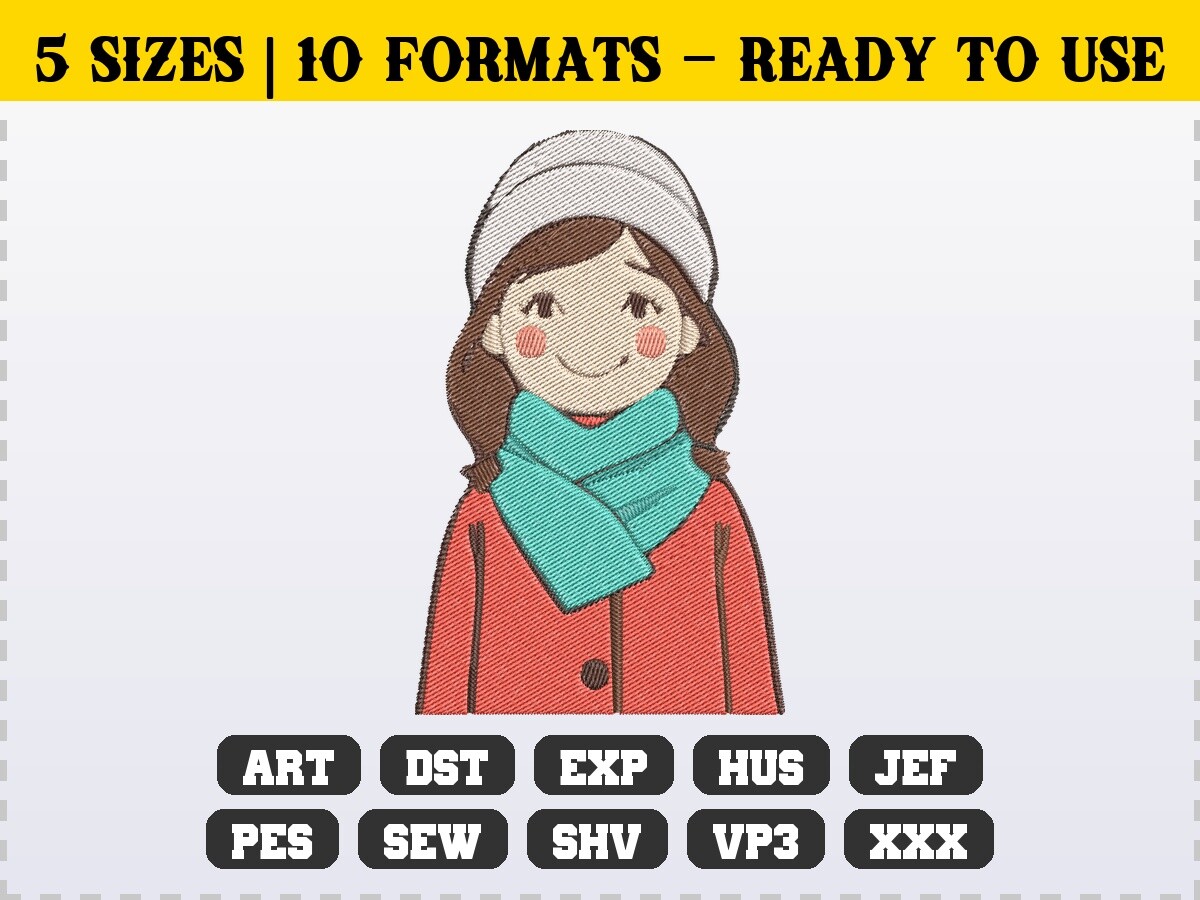 Cute Winter Cozy Season Girl in Scarf