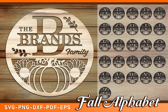 Fall Pumpkin Split Monogram Letters SVG