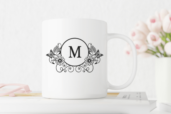 Floral Butterfly Monogram Font - Preview 4
