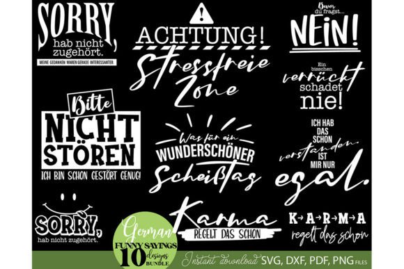 German Funny Sayings SVG PNG Bundle