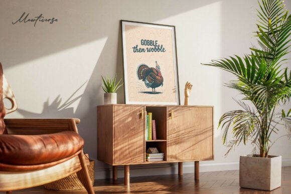 Gobble then Wobble – Thanksgiving Art Gráfico Ilustrações para Impressão Por Mewtiverse Lab