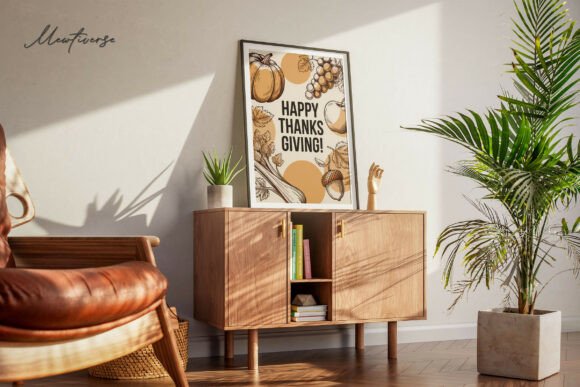 Happy Thanks Giving – Thanksgiving Art Gráfico Ilustrações para Impressão Por Mewtiverse Lab