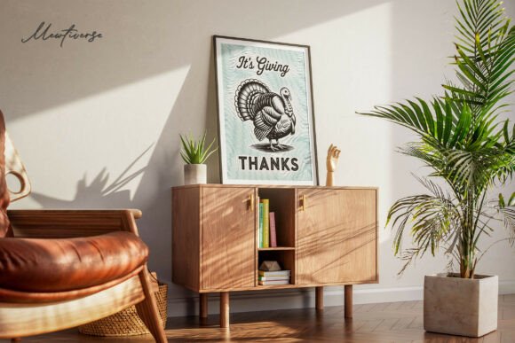 Its Giving Thanks – Thanksgiving Art Gráfico Ilustrações para Impressão Por Mewtiverse Lab