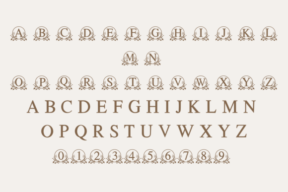 Leafy Frame Monogram Font PNG with transparent background - Preview 1