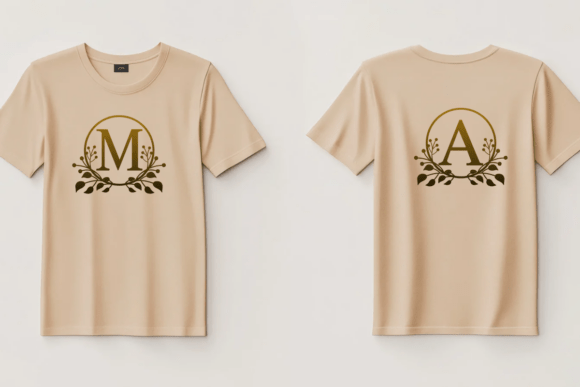 Leafy Frame Monogram Font PNG with transparent background - Preview 3
