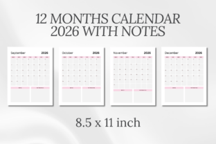 Monthly Calendar 2026 with Notes Graphic by Grow Your Biz · Creative ...