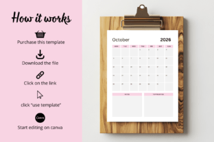 Monthly Calendar 2026 with Notes Graphic by Grow Your Biz · Creative ...