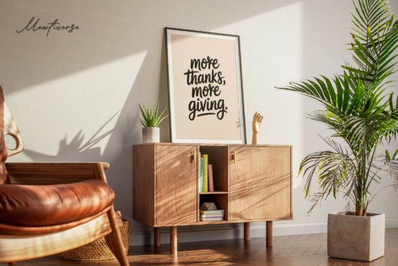 More Thanks More Giving – Wall Art Gráfico Ilustrações para Impressão Por Mewtiverse Lab