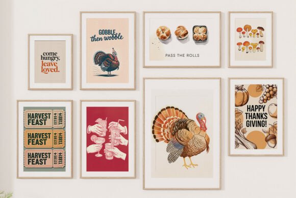 Thanksgiving Printable Art Bundle Gráfico Ilustrações para Impressão Por Mewtiverse Lab