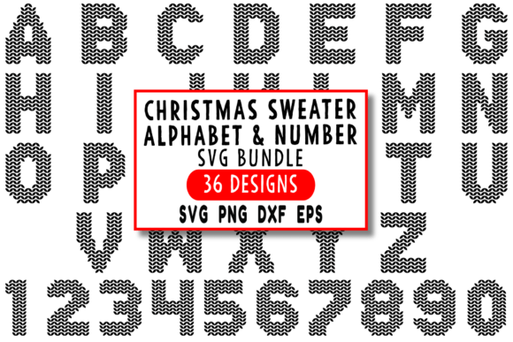 Ugly Christmas Sweater Alphabet & Number Graphic Crafts By ProFonts