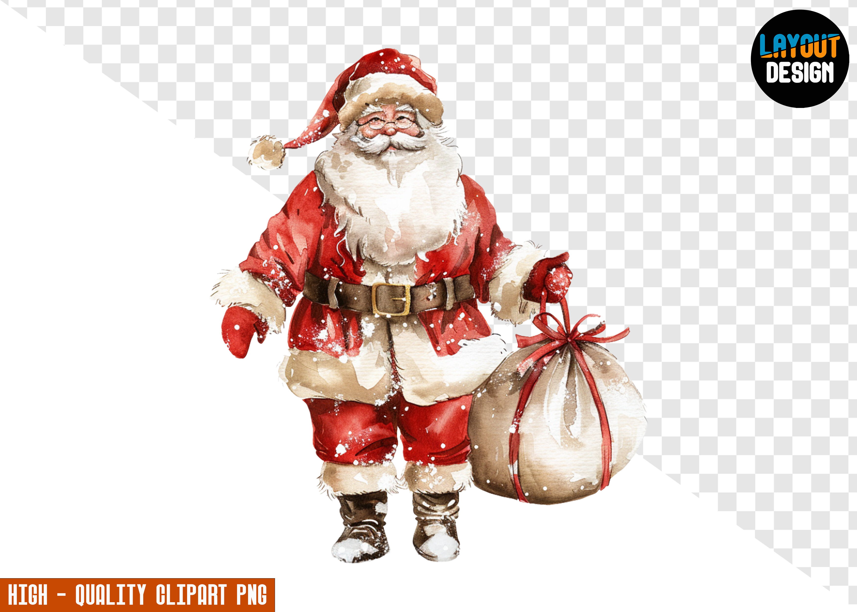 Watercolor Santa Claus Clipart PNG Graphic by Layout Design · Creative ...