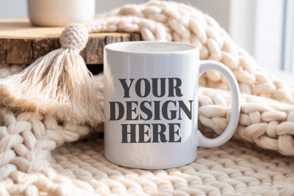 11oz White Christmas Mug Mockup Graphics