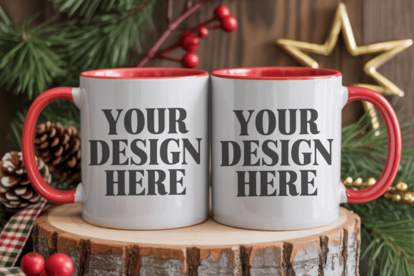 11oz White Christmas Mug Mockup Graphics