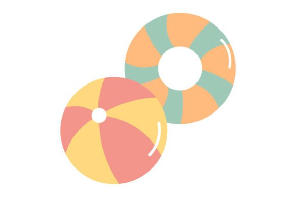 Beach Ball and Swimming Ring Grafica Creazioni Di Vivid Visions
