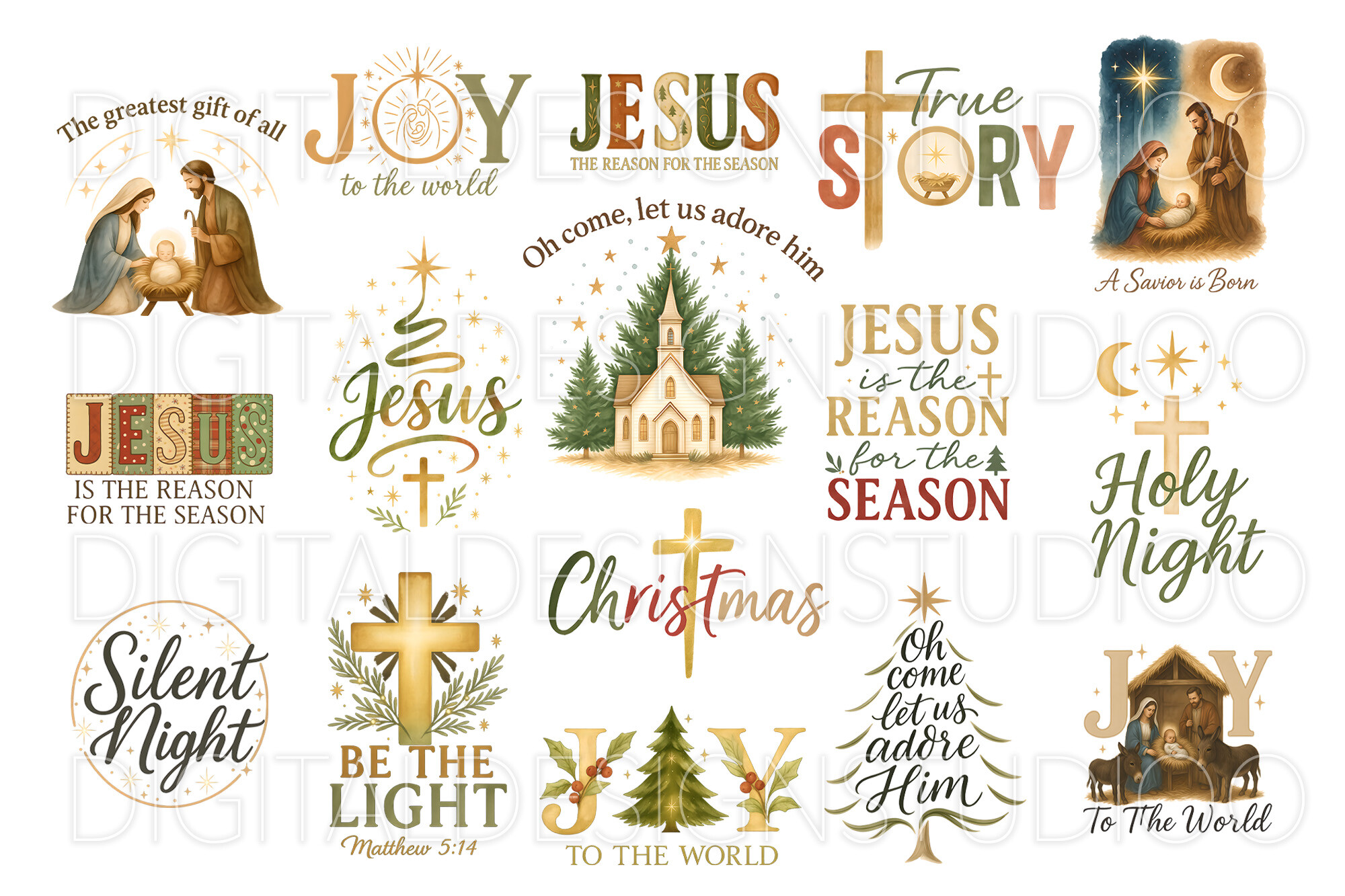 Christian Christmas PNG Bundle Nativity